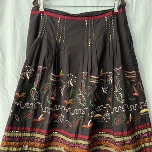 Mix Nouveau New York Embroidered Brown Skirt